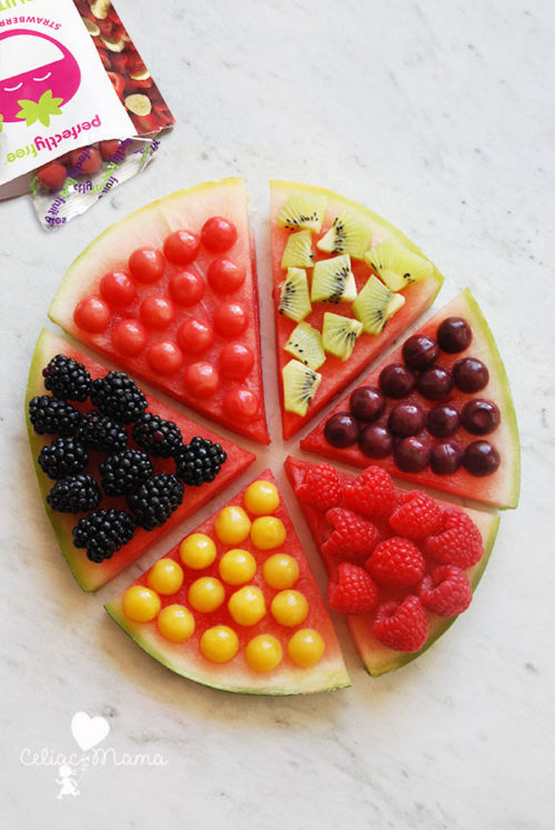 overhead of a whole perfectlyfree simple fruit pizza